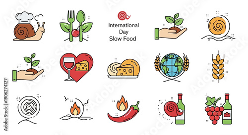 International Day of Slow Food Icons Collection.