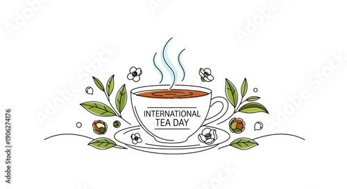 International Tea Day Illustration with Tea Cup.