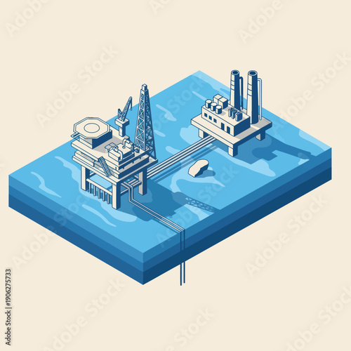 Wallpaper Mural Offshore Oil Rig Platform Isometric Illustration. Torontodigital.ca