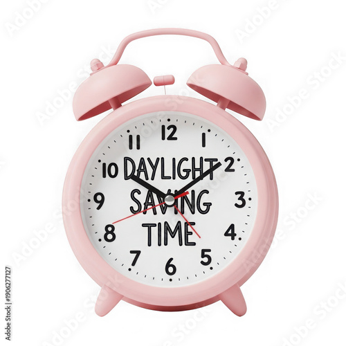 Wallpaper Mural Pink vintage twin bell alarm clock with daylight saving time text isolated on transparent background Torontodigital.ca