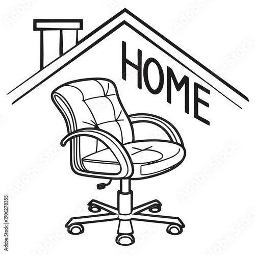 Work From Home Office Line Icon - Remote Workspace and Freelance