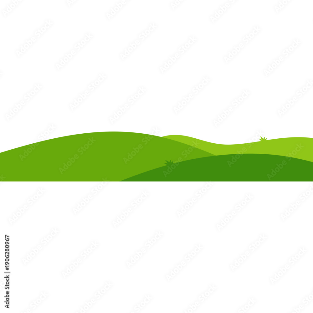 Obraz premium Green Rolling Hills Landscape Illustration