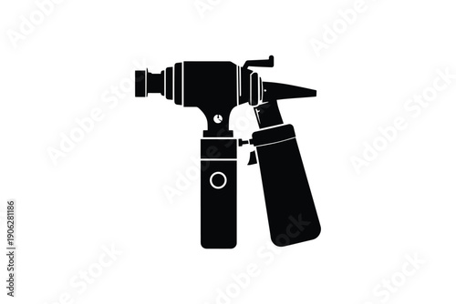 Illustration showing otoscope used by medical professionals to examine ears, ear canal, and eardrum