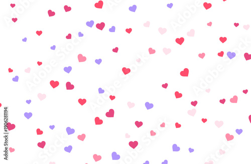 ハート散りばめバレンタイン背景 ピンクレッド系パターン