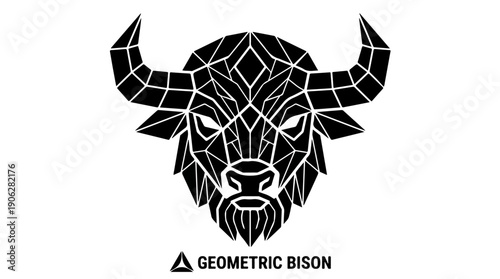Geometric Bison Head Illustration - A Modern, Abstract Design.
