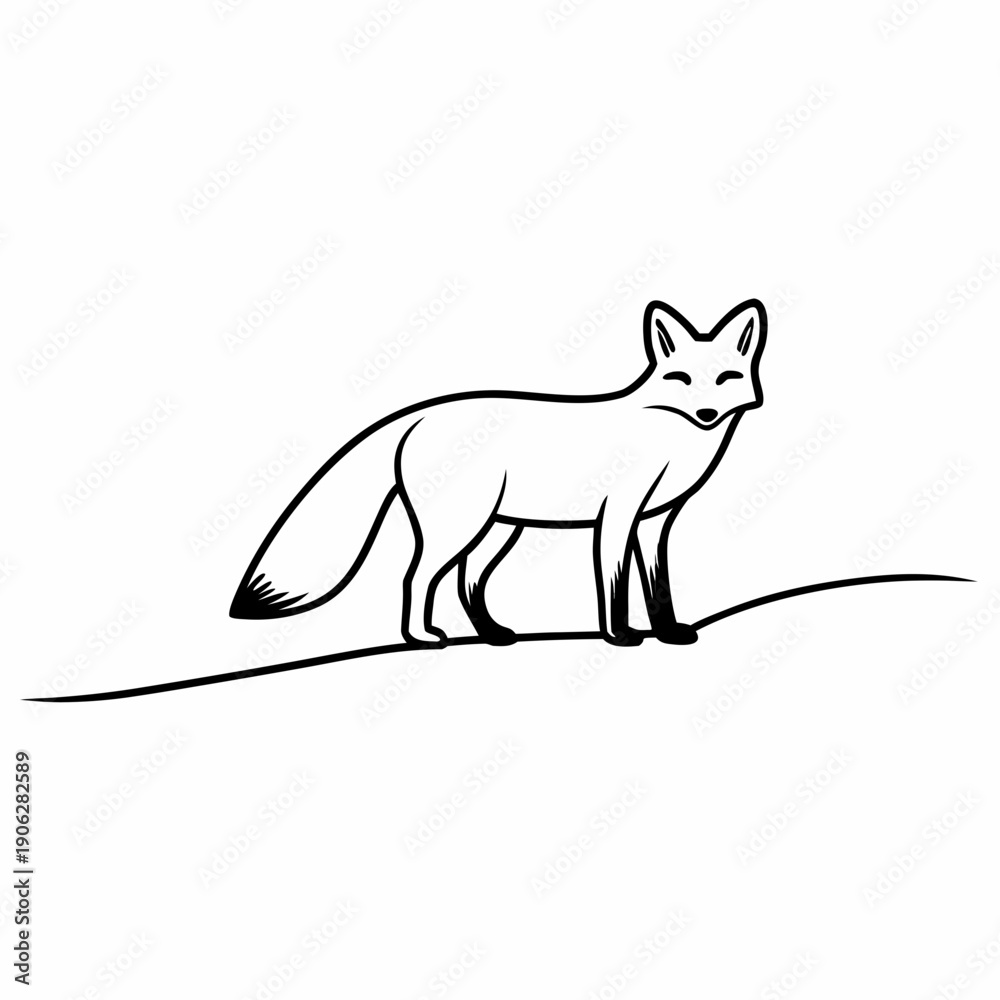 Obraz premium Single Continuous Line Fox Icon: Minimal Line Art Vector Design