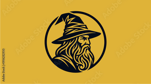 Wizards Portrait - A Mystical Figure in a Circular Frame.