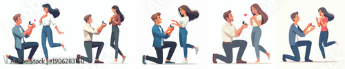 vector of a couple propose gesture giving ring on Valentine's Day