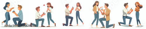 vector of a couple propose gesture giving ring on Valentine's Day