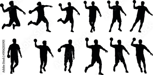 Dynamic sport silhouette collection athletic poses and actions