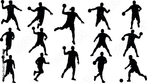 Dynamic sport silhouette collection diverse athletic poses and actions