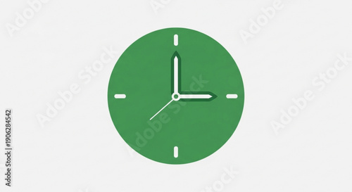 Green analog clock on white background showing time passing concept