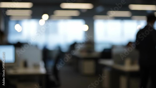 Wallpaper Mural Blurry Office Scene With People Working at Desks and Computers. Torontodigital.ca