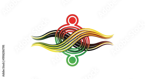 Abstract illustration of interconnected people symbolizing unity and diversity with cultural colors