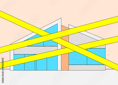 sealed luxury villa. The house is a modern style with a lot of glass windows