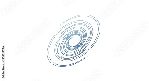 Abstract blue spiral lines forming a dynamic vortex shape on a clean white background,