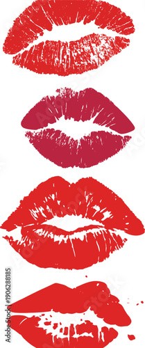 A vibrant red lips print isolated on white represents a romantic lipstick kiss and beauty symbol of passion, making it a perfect fashion makeup illustration for Valentine’s Day desire