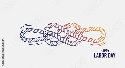 Vibrant rope knot illustration for Happy Labor Day celebration representing unity and strength