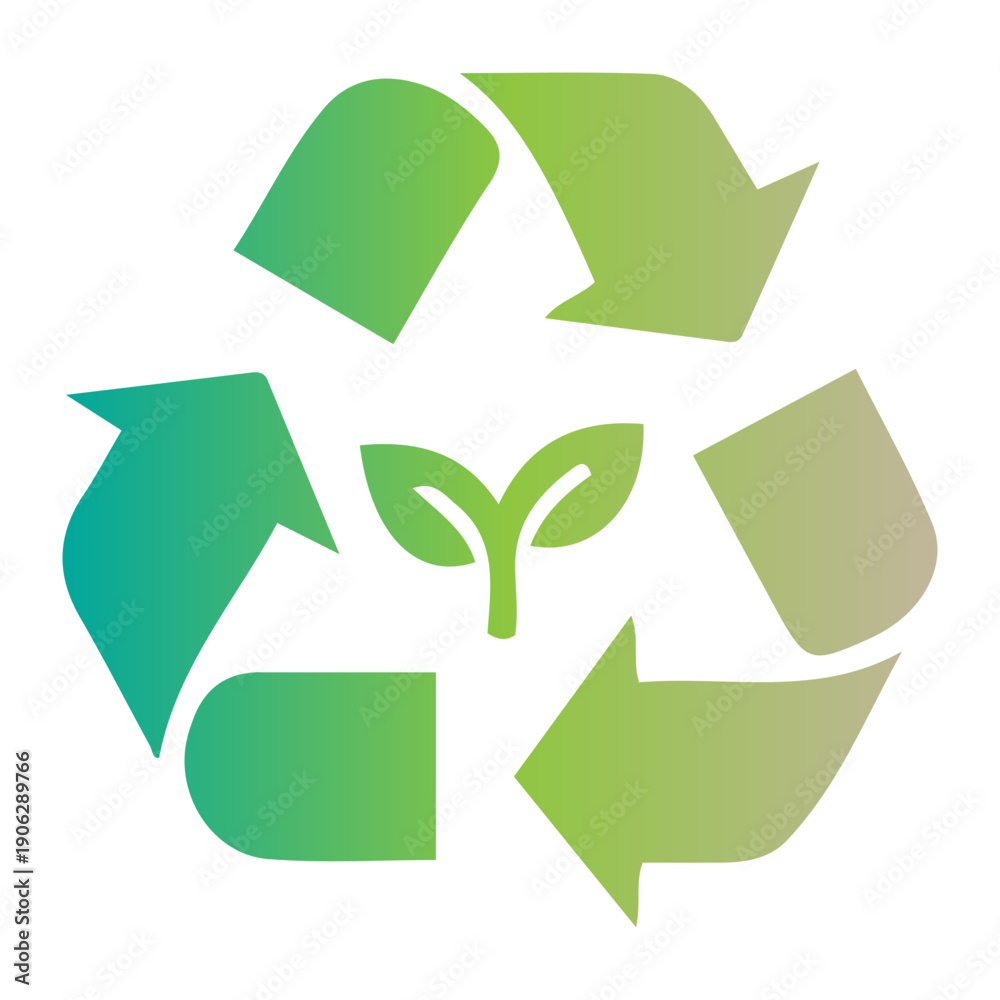 Obraz premium Eco-friendly recycling symbol with a sprouting plant, representing sustainability and environmental care