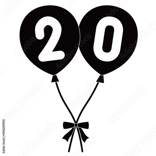 	数字の20が入った可愛い丸風船