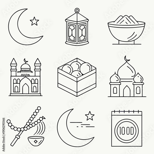 set of Islamic vector icons