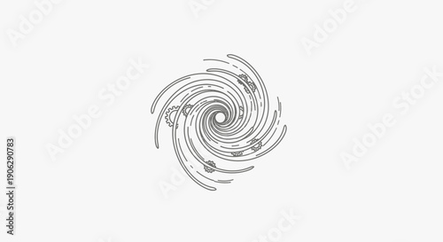 Dynamic abstract vortex with integrated mechanical gears symbolizing technological progress and