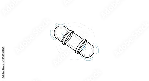 Minimalist hand-drawn transparent capsule illustration with subtle motion lines for design
