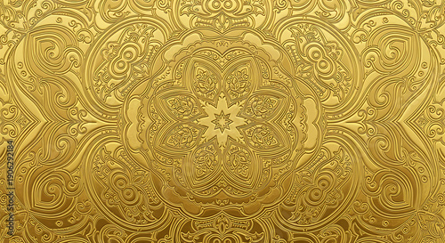 Golden Floral Pattern Embossed Background with Intricate Design