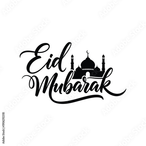 isolated calligraphy of happy eid mubarak with vector template, editable vector eps 10 file format