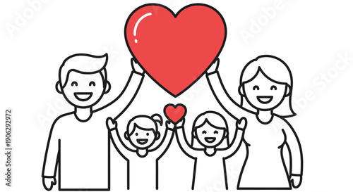 Joyful family illustration symbolizing love unity and happiness perfect for heartwarming concepts
