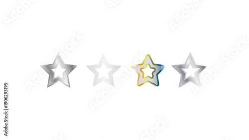  silver stars isolated against white, rating concept. 3d illustration Set of silver stars. Silver stars isolated on black background. VIP stars.