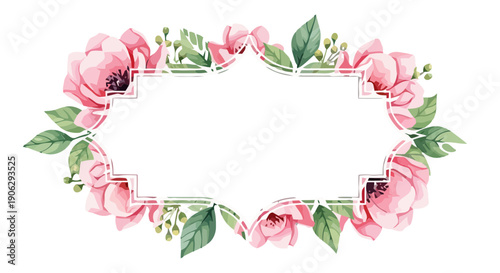 Decorative Floral Frame With Purple Flowers And Empty Text Box Keywords: floral, frame, border, decoration, empty, space, text