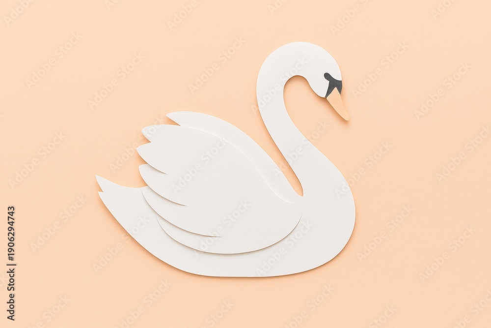 Fototapeta premium Minimal Paper Cut Swan Illustration