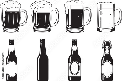 set of beer bottles vector