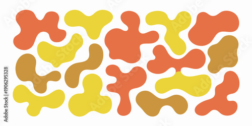 Abstract arrangement of organic amoeba like shapes in warm tones