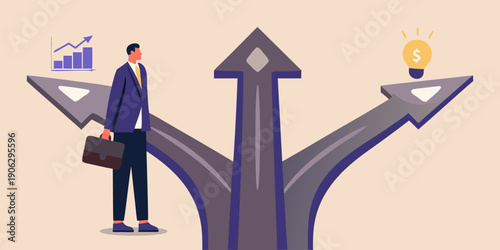 Business professional contemplates a path forward with growth and financial opportunities