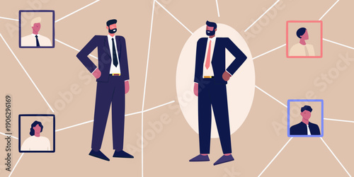 Diverse group of professionals depicted in a modern minimalist illustration style