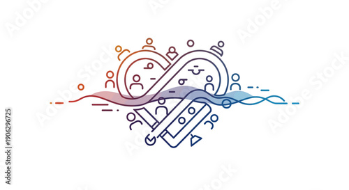 A creative illustration symbolizing community, music, love, and endless connection flowing