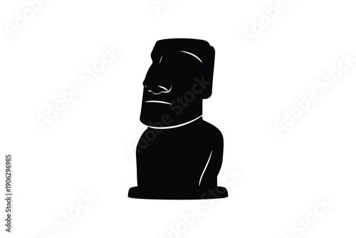Moai statue silhouette from easter island isolated on white background landmark stone head monument sculpture