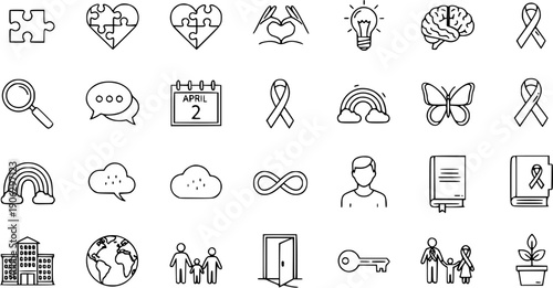 Autism Awareness and Support Icons Collection