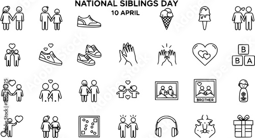National Siblings Day Icons: Family, Love, Friendship, and Childhood Symbols