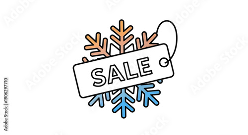 Charming winter sale snowflake tag graphic symbolizing seasonal promotions and discount offers