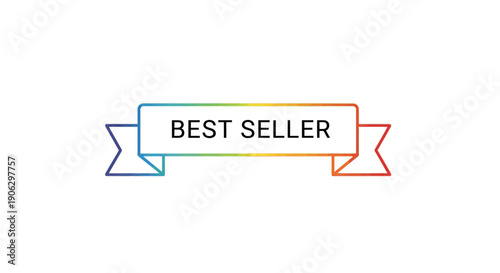 Dynamic rainbow gradient best seller ribbon graphic for top product recognition on marketplaces