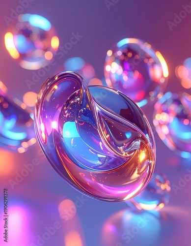 Wallpaper Mural Vibrant Abstract Glass Shapes Reflecting Light on a Gradient Background. Torontodigital.ca