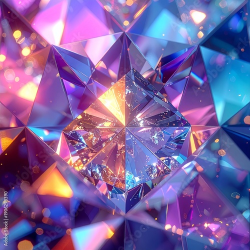 Wallpaper Mural Vibrant Abstract Gemstone Facets with Sparkling Light Reflections. Torontodigital.ca