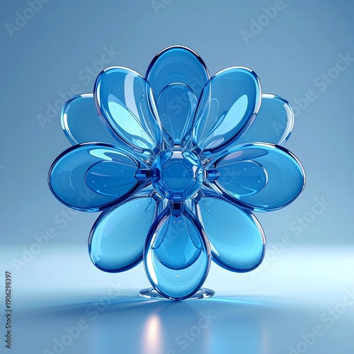 Wallpaper Mural Vibrant Blue Glass Flower Sculpture with Reflective Petals. Torontodigital.ca