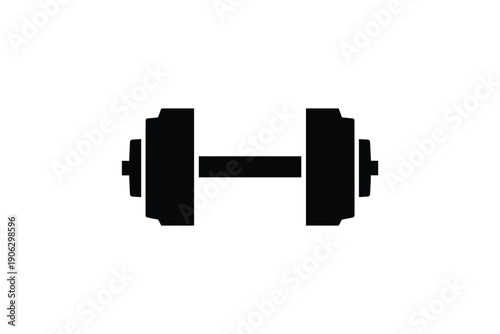 Dumbbell silhouette, symbol for fitness and weightlifting, isolated on white background