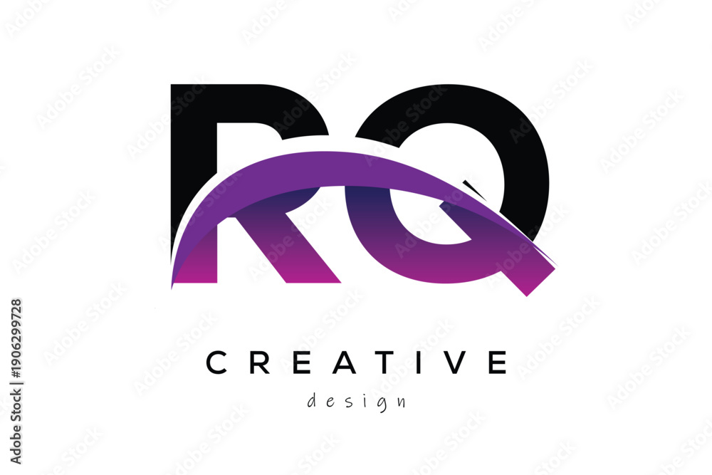 Obraz premium RQ Creative Abstract logo design featuring intertwined letters in gradient purple