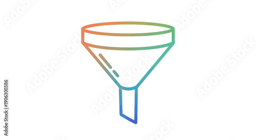 Colorful Funnel Line Art Symbol for Filtering and Refining Information Flow Digital Icon