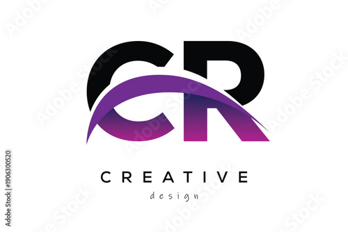 CR Creative Abstract logo design featuring intertwined letters in gradient purple